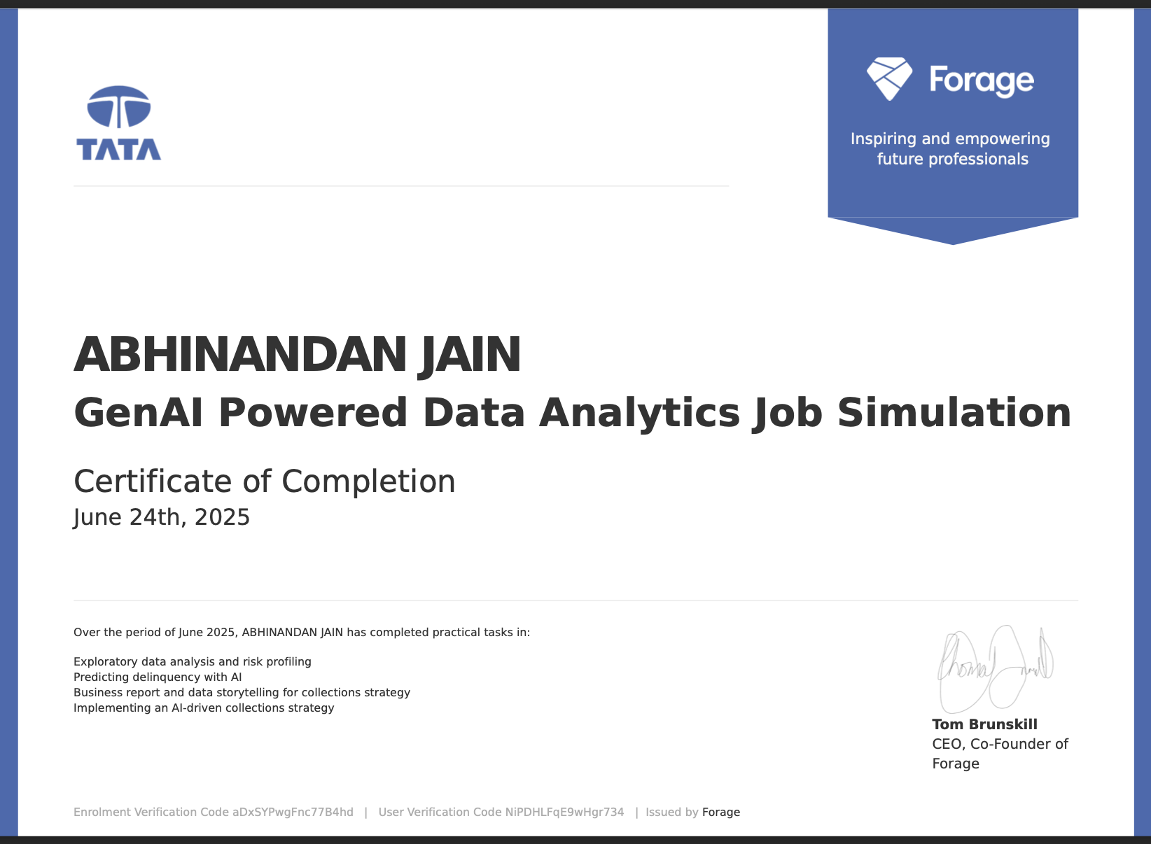 GenAI Powered Data Analytics Job Simulation from TATA